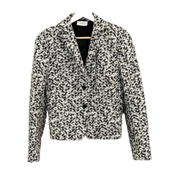 Akris Punto Jackets & Blazers - Akris Punto Textured Blazer Womens 6 Black & White Jacket Work Business, Cropped